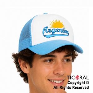 SOMBRERO GORRA ARGENTINA CELESTE Y BLANCA CON SOL x 1